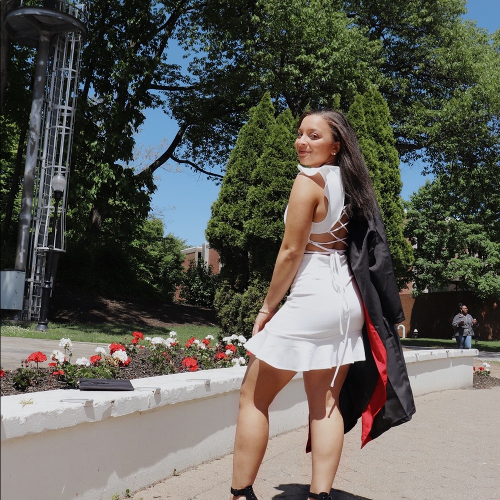 White scoop neck dress